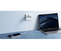 Phone charger VEGER USB A + Type C PD Super Charge PPS 100W + data cable Type C to C 240W TR150 baltas