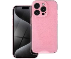 OEM dėklas, skirtas iPhone 15 PRO, skaidrus, 2 mm, mirksinčios rožinės spalvos