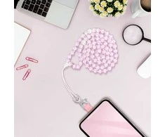 Dėklas Oem CRYSTAL DIAMOND telefono virvelė, telefono pakabukas / laido ilgis 74cm (37cm kilpoje) / ant kaklo - šviesiai rožinė
