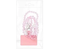 Dėklas Oem CRYSTAL DIAMOND telefono virvelė, telefono pakabukas / laido ilgis 74cm (37cm kilpoje) / ant kaklo - šviesiai rožinė