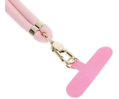 OEM SWING (8 mm) telefono virvelė, reguliuojamo ilgio telefono pakabukas / laido ilgis 165 cm (maks. 82,5 cm kilpoje) / ant peties arba kaklo - šviesiai rožinė