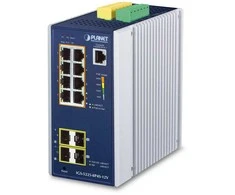 Šakotuvas PLANET Industrial 8-Port GE PoE+ 2*1G SFP+ 2*2,5G SFP - 8-Port Managed L2+ Gigabit Ethernet (10/100/1000) Power over Ethernet (PoE) Aliuminio, Mėlyna