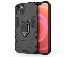 Hurtel Ring Armor dėklas iPhone 14 šarvuoto dangtelio magnetinis laikiklis žiedas juodas