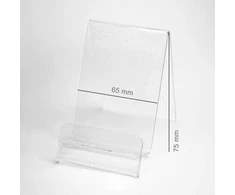 OEM Plexi vertikalus laikiklis / telefono stovas su vieta kainai (Išmanusis telefonas - 65 mm)