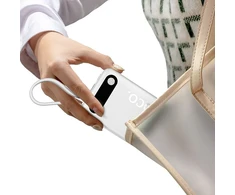 Powerbank 10000 mAh QC PD 2A 22,5W with built-in cables USB C + Lightning Hoco J171 Edge baltas