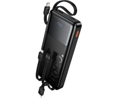 Powerbank 10000 mAh QC PD 2A 22,5W with built-in cables USB A + USB C + Lightning + Micro USB Hoco J156 juodas