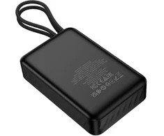 Powerbank 10000 mAh QC PD 2A 22,5W with built-in cables USB C + Lightning Hoco J171 Edge juodas