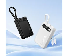 Powerbank 10000 mAh QC PD 2A 22,5W with built-in cables USB C + Lightning Hoco J171 Edge juodas