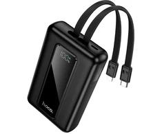 Powerbank 20000 mAh QC PD 22,5W with built-in cables USB C+ Lightning Hoco J162A juodas