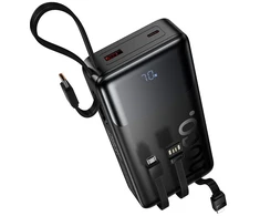 Powerbank 20000 mAh QC PD 2A 22,5W with built-in cables USB A + USB C + Lightning + Micro USB Hoco J156A juodas
