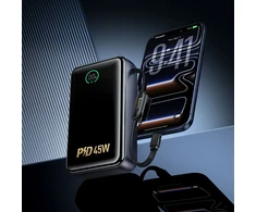 Powerbank 20000 mAh QC PD 2A 45W with built-in cable USB C Hoco Q54 metal pilka
