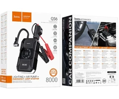 Powerbank 8000 mAh 2,4A 18W with a car jump-start function and air pump Hoco QS6 juodas