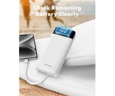 Powerbank Charmast W1148 5V 3A 10000 mAh with built-in cables USB A / USB C / Lightning / Micro USB Baltas