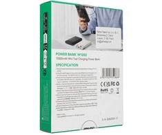 Nešiojamoji baterija Charmast W1202 PD3.0 3A 22,5W 10000 mAh su integruotais laidais USB C / Lightning juodas