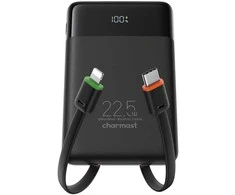 Powerbank Charmast W1202 PD3.0 3A 22,5W 10000 mAh with built-in cables USB C / Lightning juodas
