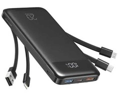 Powerbank Charmast W2065 PD3.0 3A 22,5W 20000 mAh with built-in cables USB A / USB C / Lightning / Micro USB juodas