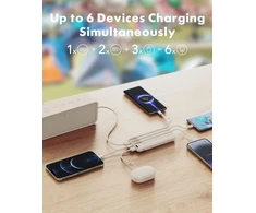 Powerbank Charmast W2065 PD3.0 3A 22,5W 20000 mAh with built-in cables USB A / USB C / Lightning / Micro USB Baltas