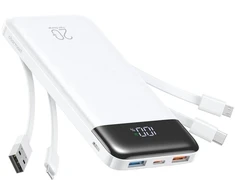 Powerbank Charmast W2065 PD3.0 3A 22,5W 20000 mAh with built-in cables USB A / USB C / Lightning / Micro USB Baltas