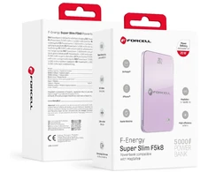 Nešiojamoji baterija, suderinama su „MagSafe Forcell F-Energy SuperSlim F5K8 QC4.0 PD3.0“ 15W 5000 mAh violetinė