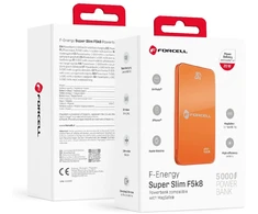 Nešiojamoji baterija, suderinama su „MagSafe Forcell F-Energy SuperSlim F5K8 QC4.0 PD3.0“ 15W 5000 mAh oranžinis