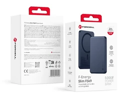 Powerbank compatible with MagSafe Forcell F-Energy Slim F5K9 QC4.0 PD3.0 15W 5000 mAh navy mėlynas