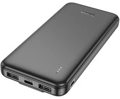 Powerbank Hoco 10000 mAh 2A with built-in cables USB C + Lightning J118 juodas