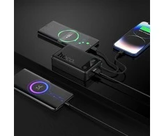 Išorinė baterija Hoco 20000 mAh QC PD 2A 22,5W su integruotais laidais USB C + Lightning J171A juodas