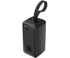 Powerbank Wozinsky W8-B 50000mAh 30W 2xUSB-A and 2xUSB-C and USB micro with flashlight - juodas