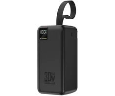 Powerbank Wozinsky W8-B 50000mAh 30W 2xUSB-A and 2xUSB-C and USB micro with flashlight - juodas