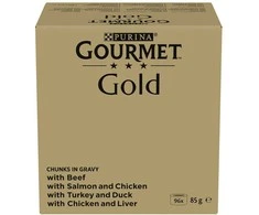 PIECES PURINA GOURMET GOLD Gabaliukai padaže 4 skonių mišinys - šlapias kačių maistas - 96x85g