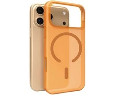 Puro „Daylight Magsafe“ suderinamas silikoninis dėklas, skirtas „iPhone 17 Pro Max“ – permatomos oranžinės spalvos