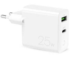 Puro Elektrik Puro 25 W maitinimo tiekimo USB-A USB-C sieninis įkroviklis – baltas