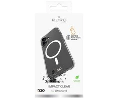 Puro Impact dėklas telefonui skaidrus D3O MagSafe Silikoninis Apple iPhone 16 – dėklas telefonui skaidrus
