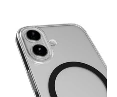 Puro Lite Mag TPU+PC dėklas suderinamas su MagSafe skirtas Apple iPhone 17 – skaidrus su juodos spalvos žiedu