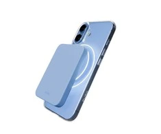 Puro Lite Mag TPU+PC dėklas suderinamas su MagSafe skirtas Apple iPhone 17 – skaidrus su mėlynos spalvos žiedu