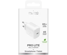 Puro PROLITE 20W USB-C sieninis įkroviklis – baltas