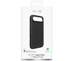 Puro Pure Icon Mag Pro Liquid Silicone dėklas skirtas Apple iPhone 17 Air, MagSafe Compatible, with Camera Protection and Aluminum Mygtukai – juodos spalvos