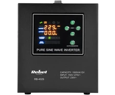Rebel POWER-1500-LFP4 emergency power supply – a pure sine wave inverter with a 12V charging function, 230V, 1500VA/1050W