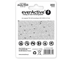 Rechargeable batteries everActive Ni-MH R03 AAA 800 mAh Sidabrinis Line - 2 pieces