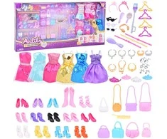Jokomisiada Doll clothes LARGE DOLL SET dresses handbags shoes jewelry ZA5417