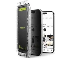 Ringke iPhone 15/ 16 Screen Protector Privacy Premium Easy Slide Tempered Glass 9H with installation jig (2pcs) Transparent