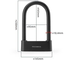 Rockbros 32210818001 SMART Bicycle Lock with Fingerprint Reader and Bluetooth Connectivity - Juodas