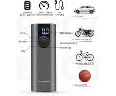 Elektryczna pompka do roweru Rockbros 42720001001 su wyświetlaczem LED + kabelis USB-C - USB-A - juoda