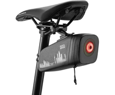 Rockbros AS-141 Lightweight Bicycle Seat Bag with Smart Rear Light - Juodas