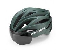 Dviratininko šalmas Rockbros su szybką, odpinane okulary su ochroną UV, unisex - žalia