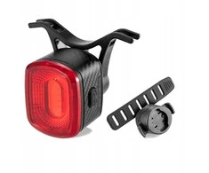 Lampka rowerowa tylna Rockbros Q2S LED su inteligentnym systemem stop + kabelis USB-C - USB-A - juoda