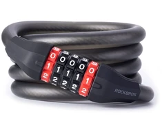 Rockbros RKS507 bicycle lock with 5-digit code, steel cable, 180 cm - juodas