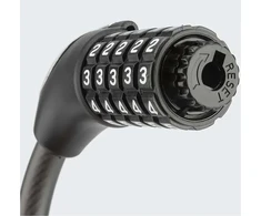 Rockbros RKS531 bike lock with 5-digit code, steel cable, 180 cm, with LED lighting - juodas