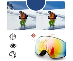 Rockbros SP284 Kids Ski Goggles Anti-Fog with UV Filter Gray Lens with Raudona Mirror - Juodas