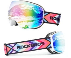 Rockbros SP284 Kids Ski Goggles Anti-Fog with UV Filter Gray Lens with Rožinė Mirror - Baltas